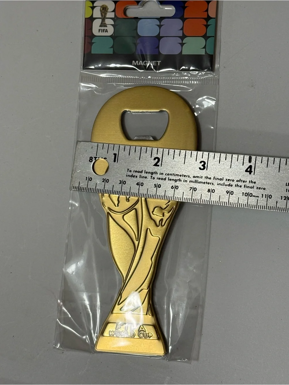 FIFA World Cup Trophy Magnetic Bottle Opener Gold Tone Soccer Limited Ed NEW